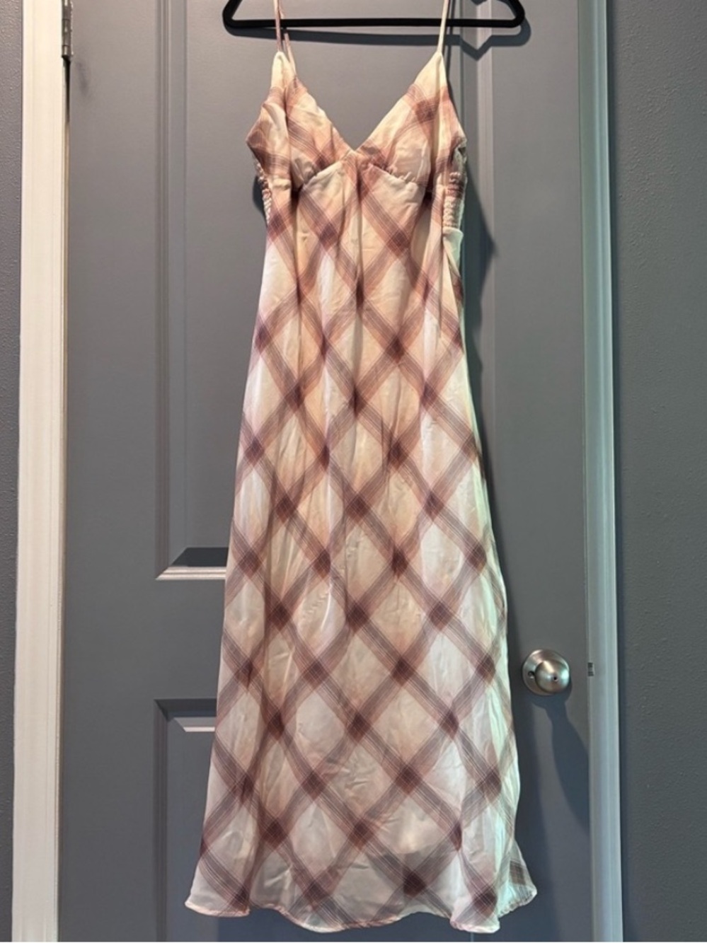 Abercrombie & Fitch Cream and Brown Plaid Dress
